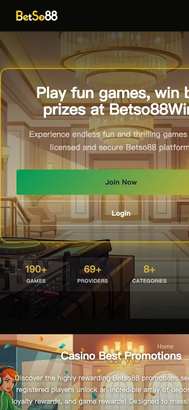 Betso88 mobile homepage