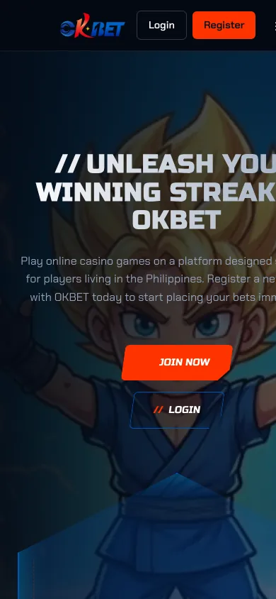 Okbet mobile homepage