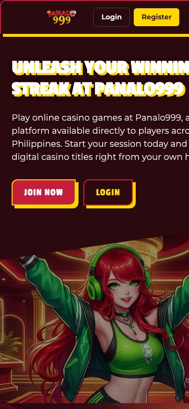 Panalo999 mobile homepage