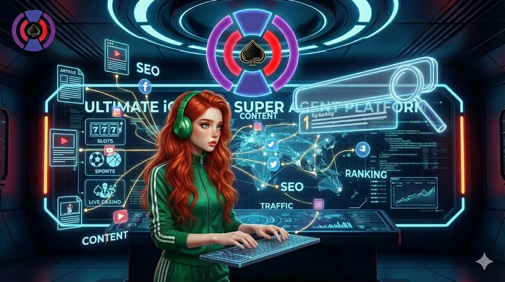AgentPage AI SEO content matrix dashboard with keyword rankings