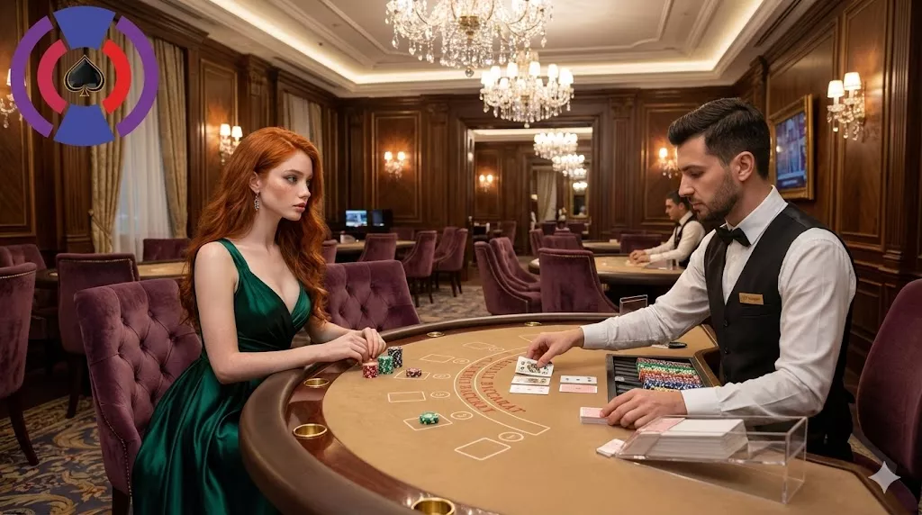 VIP Live Casino experience with AidsAgent, showing a luxury baccarat table and professional dealer environment designed for high-roller player retention.