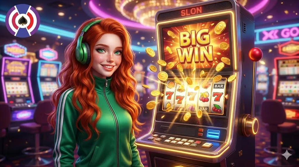 3D illustration of a high-volatility online slot machine with a Big Win jackpot display, representing AidsAgent's premium E-Games and slots affiliate network.