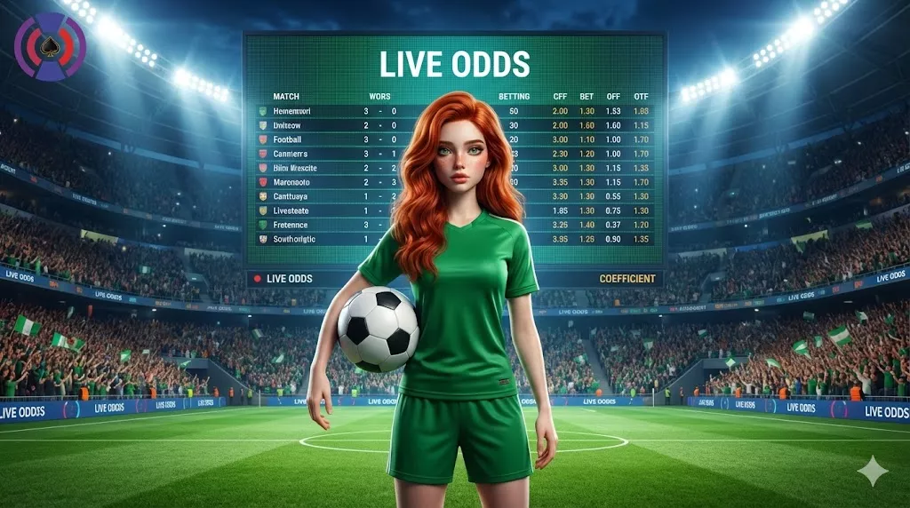 AidsAgent sports betting category visualization featuring a football stadium background and digital odds board for Asian sportsbook markets.